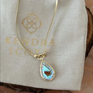 Kendra Scott Iridescent Teardrop Necklace in Gold